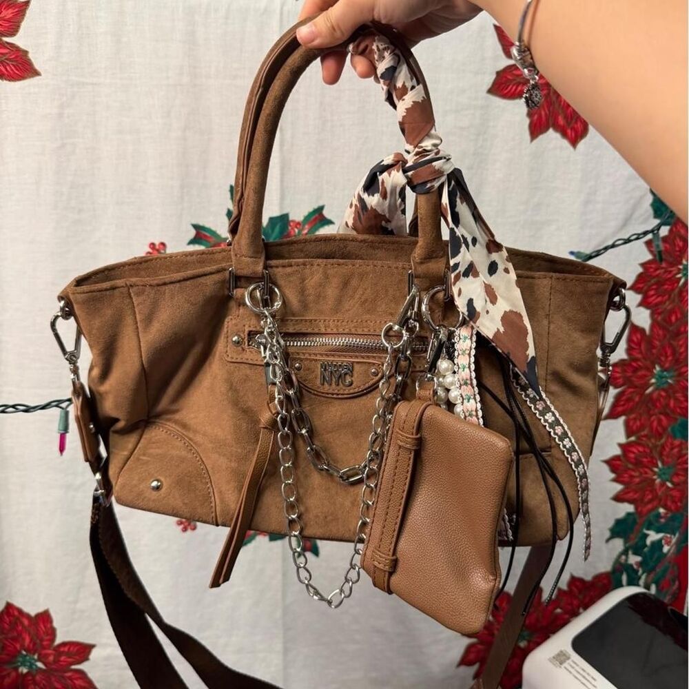 Madgen NYC brown & tan leather handbag